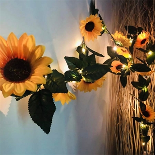 Lyskæde med solsikker og blade - 2,2 M 20 lys