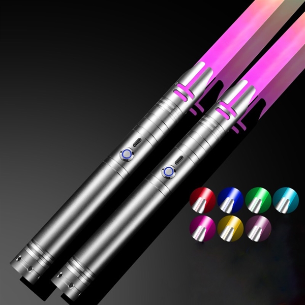 Lyssværd med 7 lysfarver og lydeffekter - Genopladeligt - Grå håndtag - 2 stk.