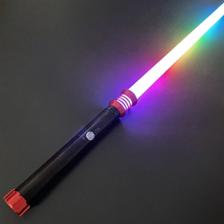 Lyssværd med farverige lys- og lydeffekter - Genopladeligt - Sort & rød håndtag - 20 lysfarver - 1 stk. - Stil 7 Plus