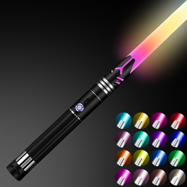 Lyssværd med farverige lys- og lydeffekter - Genopladeligt - Sort håndtag - 20 lyseffekter