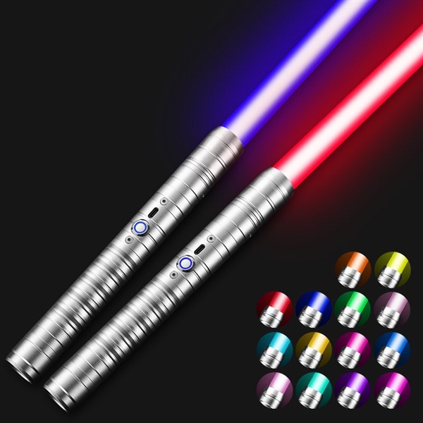 Lyssværd med farverige lys- og lydeffekter - Genopladeligt - Sølv håndtage -14 lysfarver - 2 stk. - Stil 1