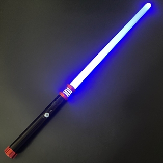 Lyssværd med farverige lys- og lydeffekter - Genopladeligt - Sort & rød håndtag - 14 lysfarver