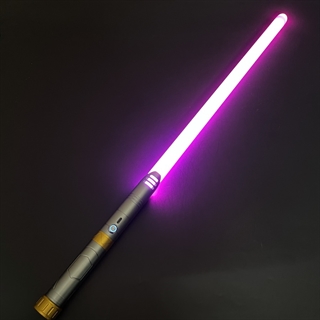 Lyssværd med farverige lys- og lydeffekter - genopladeligt - Grå & guld håndtag - 14 lysfarver - 1 stk. - Stil 8