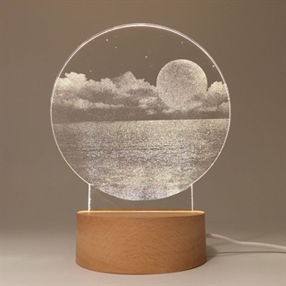 Månen og havet 3D lampe