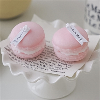 Macaron fyrfadslys med duft - Lyserød