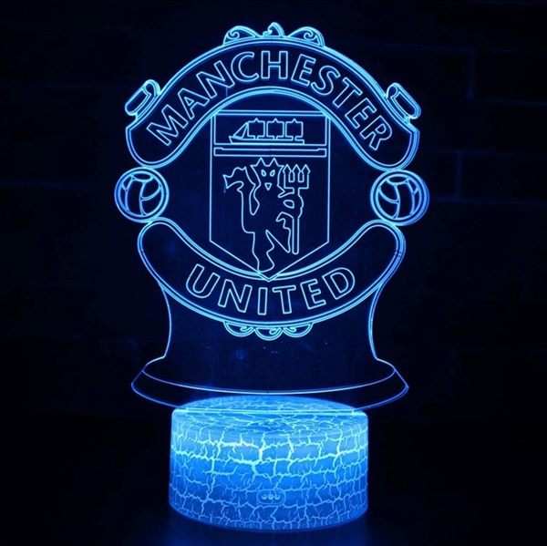 Manchester United logo 3D lampe med fjernbetjening - 16 lysfarver- dæmpbar 