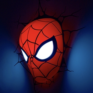Marvel Spiderman 3D LED væglampe med revneeffekt og timer