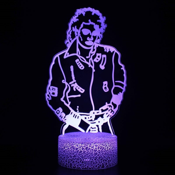 Michael Jackson action figur 3D lampe med fjernbetjening - Dæmpbar