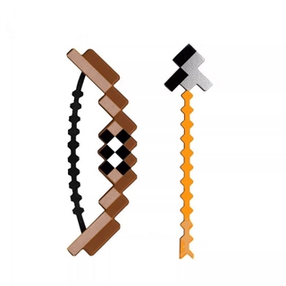 Mini pixel bue og pil legetøj med skydefunktion og nøglering