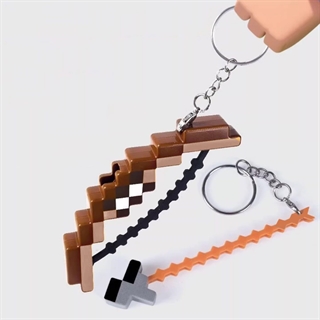 Mini pixel bue og pil legetøj med skydefunktion og nøglering