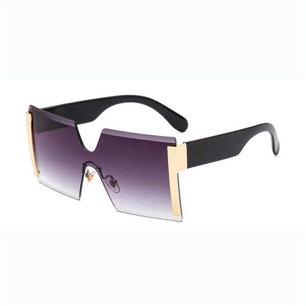 Modesolbrille - Oversize firkantet rammefri-guld