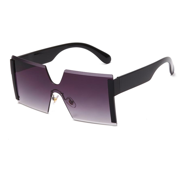 Modesolbrille - Oversize firkantet rammefri-sort