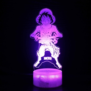Monkey D. Luffy 3D lampe med 16 lysfarver - dæmpbar