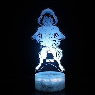 Monkey D. Luffy 3D lampe med 16 lysfarver - dæmpbar