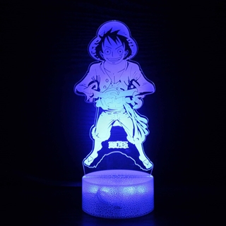 Monkey D. Luffy 3D lampe med 16 lysfarver - dæmpbar
