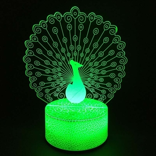 Påfugl 3D lampe