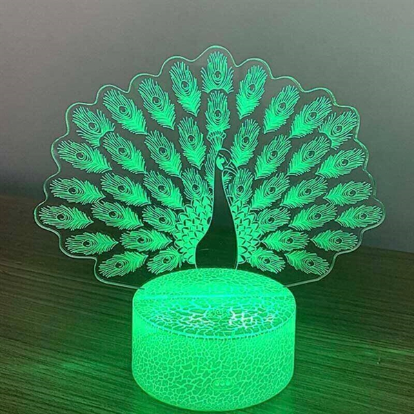 Påfugle 3D lampe