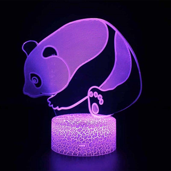 Panda 3D lampe med fjernbetjening - 16 lysfarver - dæmpbar