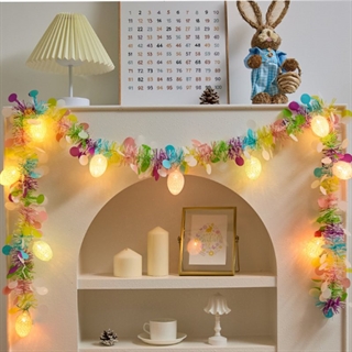 Påske LED-lyskæde med farverige æg og pynt – batteridrevet – 2 m 10 LED