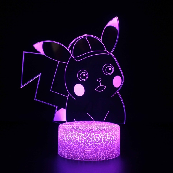 Pikachu 3D lampe med fjernbetjening - 16 lysfarver - dæmpbar