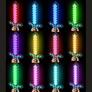 Pixel diamantsværd natlampe - RGB farveskift - USB-genopladelig