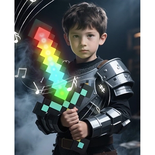 Pixel diamantsværd natlampe - RGB farveskift - USB-genopladelig