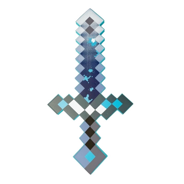 Pixel sværd med blåt mønster – 60 cm