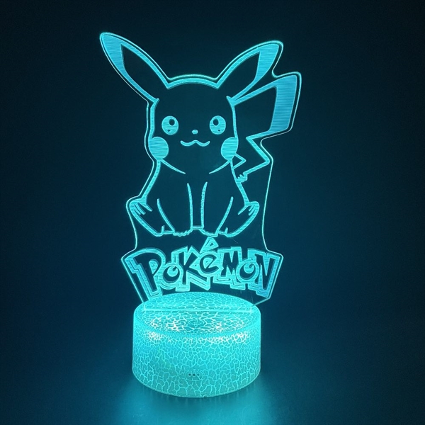 Pokemon Pikachu 3D-lampe med fjernbetjening - 16 lysfarver - dæmpbar