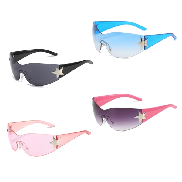 Rammefri solbriller til både kvinder og mænd - Sort, blå, lyserød