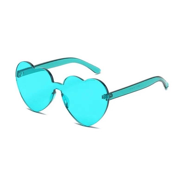 Rammeløs hjerteformet solbriller - Blågrøn