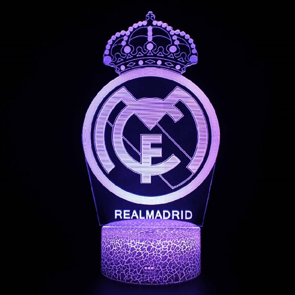 Real Madrid 3D lampe med fjernbetjening - 16 lysfarver - dæmpbar