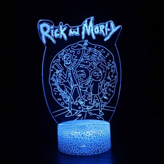 Rick og Morty 3D natlampe med fjernbetjening - Dæmpbar