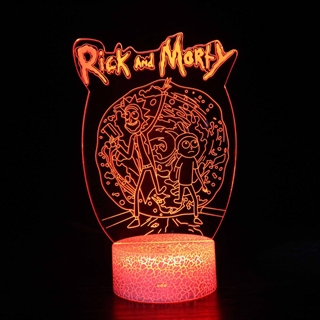 Rick og Morty 3D natlampe med fjernbetjening - Dæmpbar