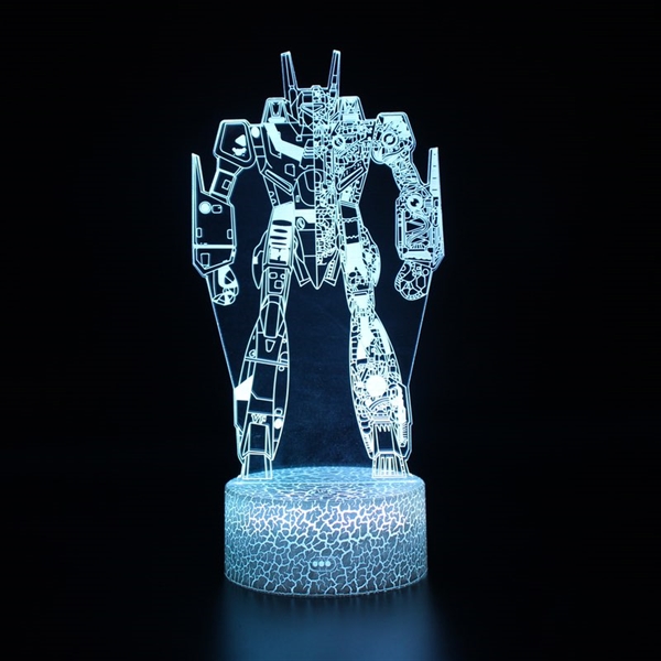 Robot 3D lampe med fjernbetjening – 16 farver – batteri- og USB-drevet natlampe 