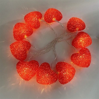 Romantisk lyskæde med røde hjerter – 2 m med 10 lys
