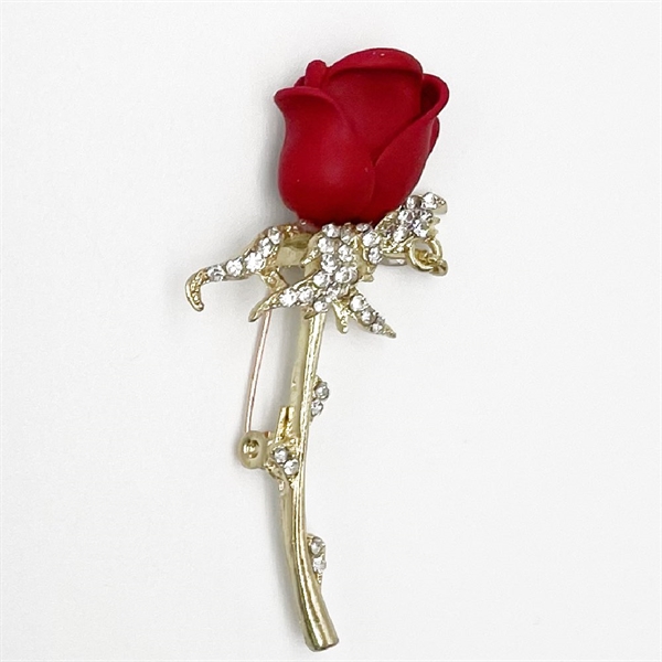 Rose-broche med zirkoner