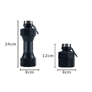Sammenklappelig håndvægt-drikkeflaske -  650 ml - sort
