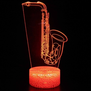 Saxofon 3D LED lampe – 16 lysfarver – dæmpbar – med fjernbetjening