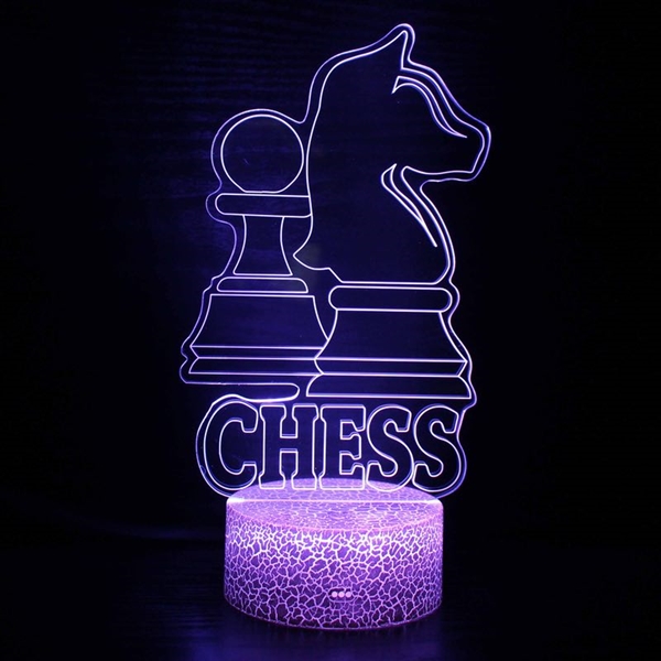 Skak 3D lampe med fjernbetjening – 16 lysfarver – dæmpbar