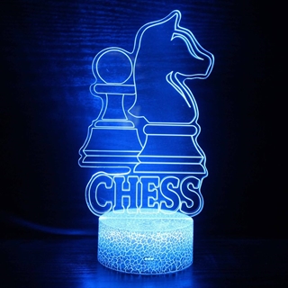Skak 3D lampe med fjernbetjening – 16 lysfarver – dæmpbar