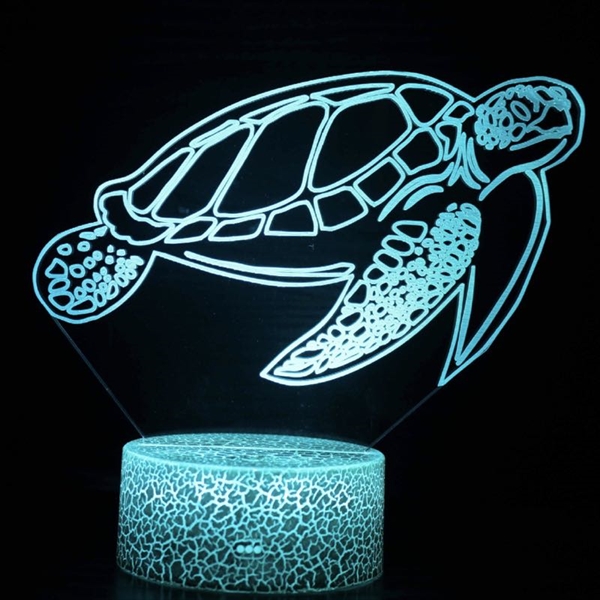 Skildpadde 3D lampe med 16 lyfarver og fjernbetjening  - Dæmpbar