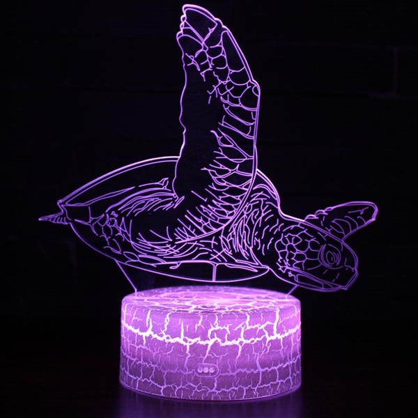 Skildpadde 3D lampe med 16 lyfarver og fjernbetjening  - Dæmpbar