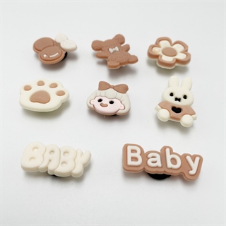 Skocharms til Crocs – baby og bamse i beige stil, 8 dele