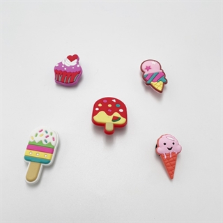 Søde dessert charms til Crocs – 5-pak