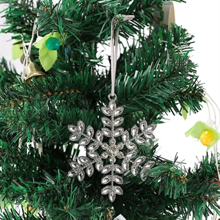 Sølvfarvet snefnug juleophæng med rhinsten – Stil 1