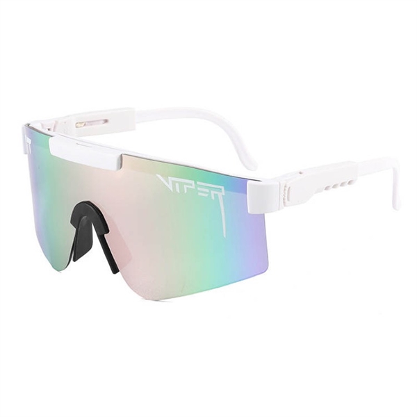 Solbriller til sport - Lyserød brilleglas og hvidt brillestel - Outlet