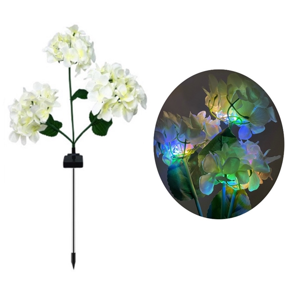 Solcelle LED hortensia blomst med multifarvet lys på spyd