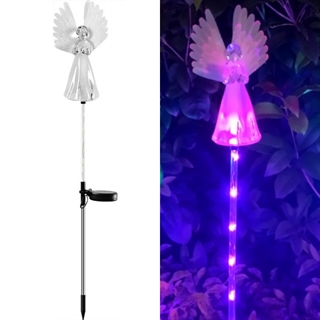 Solcelle havelampe med engel – farveskiftende LED