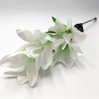 Solcelle lampe med liljer på spyd - Hvid