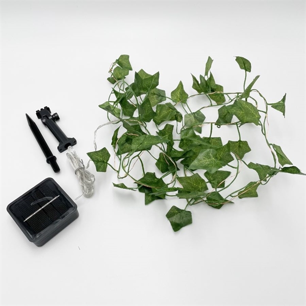 Solcelle lyskæde med efeublade -  2 m 20 lys